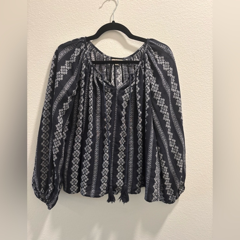 Holding Horses Navy Swing Blouse, Size M